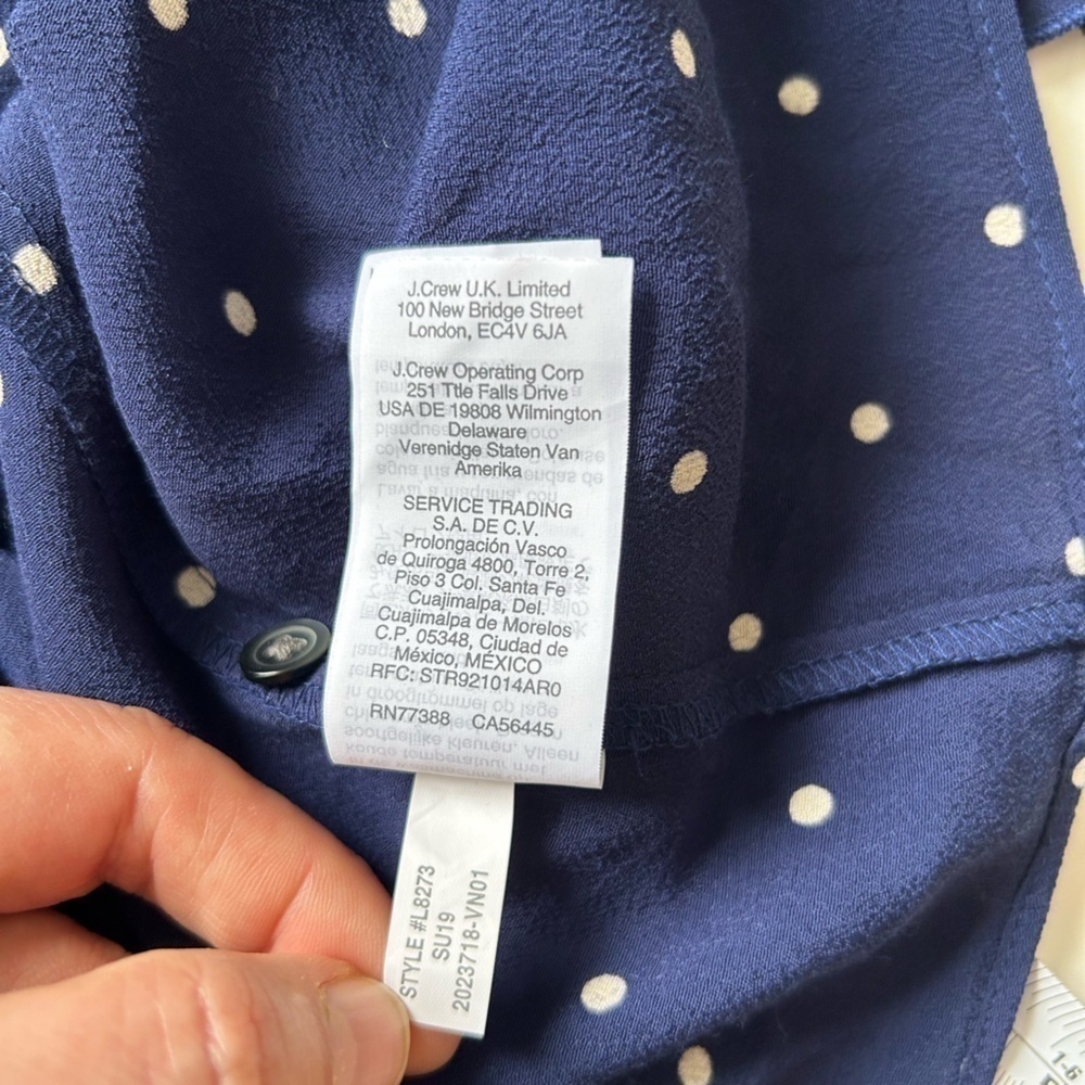 MADEWELL Ruffle-Strap Button-Front Dress in Polka Dot navy white size 2 - Picture 7 of 13